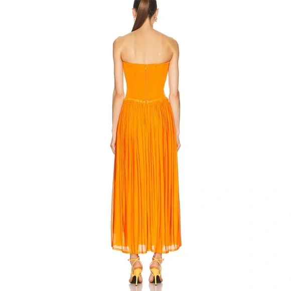 Simkhai Adalys Bustier Midi Dress Tangerine - Picture 3 of 5